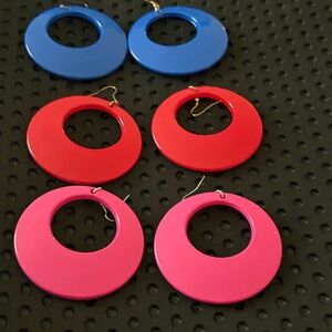 Colorful Hoop 3 pairs Earrings Set